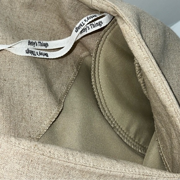 Vintage Betsy's Things Linen Dress Womens 80s 90s Pearl Buttons Lined sz 14 - Picture 15 of 15